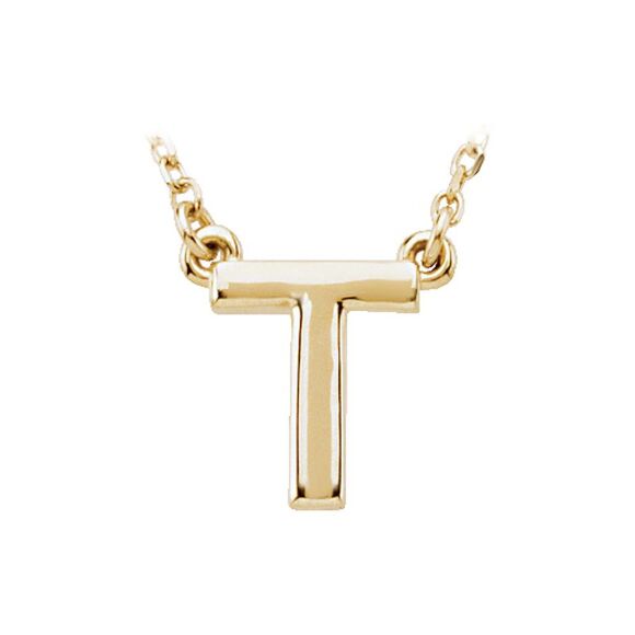14K Yellow Gold, Kendall Collection, Block Initial T Necklace, 16 Inch - Picture 1 of 4